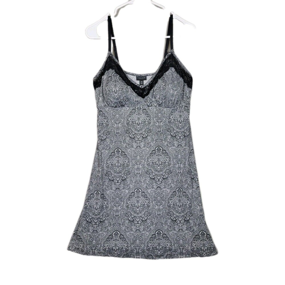 Tahari Babydoll Chemise Sleep Dress Womens Medium Soft Stretch Paisley Romantic